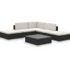 vidaXL Garten-Lounge-Set mit Auflagen schwarz/weiß