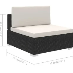 vidaXL Garten-Lounge-Set mit Auflagen schwarz/weiß