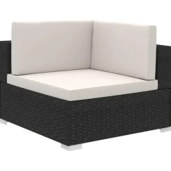 vidaXL Garten-Lounge-Set mit Auflagen schwarz/weiß