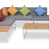 vidaXL Garten-Lounge-Set mit Auflagen 4-tlg. weiß/braun