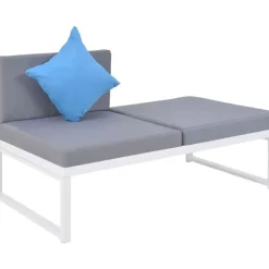 vidaXL Garten-Lounge-Set mit Auflagen 4-tlg. weiß/braun