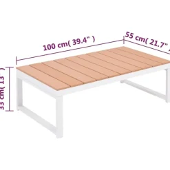 vidaXL Garten-Lounge-Set mit Auflagen 4-tlg. weiß/braun