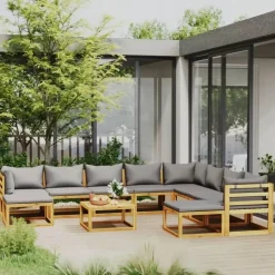 vidaXL Garten-Lounge-Set 11-tlg. grau Akazie