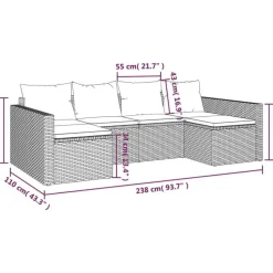 vidaXL Garten-Lounge-Set 2-tlg. grau