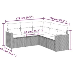 vidaXL Garten-Lounge-Set 5-tlg. grau