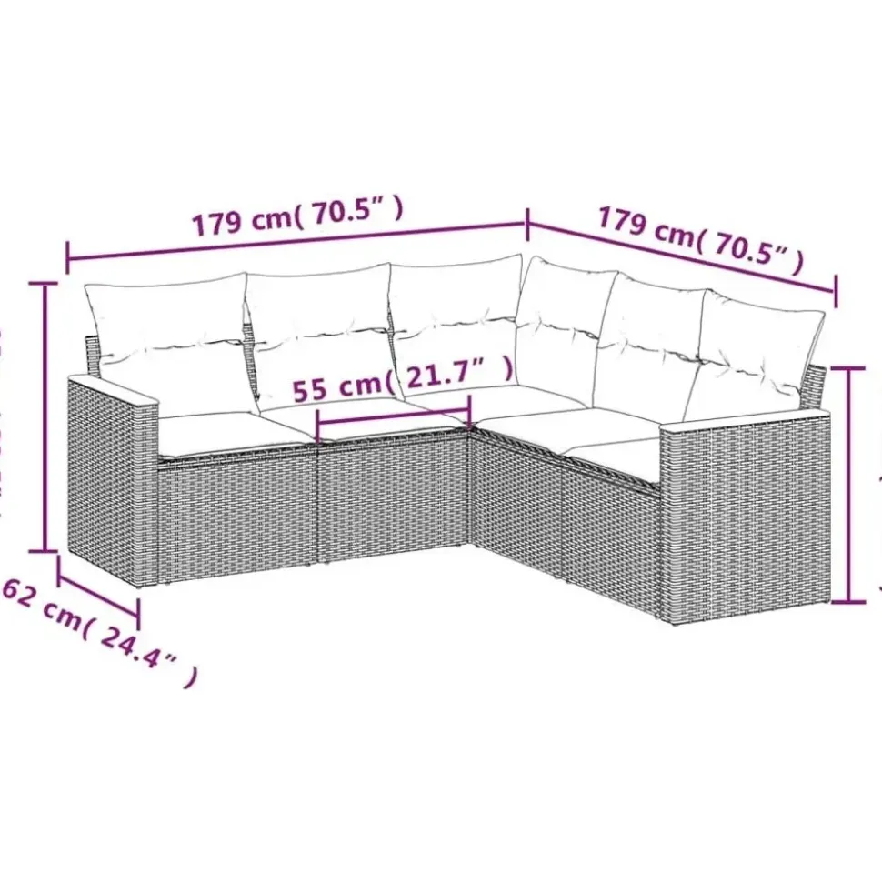 vidaXL Garten-Lounge-Set 5-tlg. grau