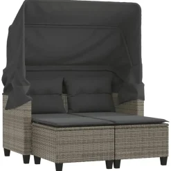 vidaXL Gartensofa 2-Sitzer mit Dach grau