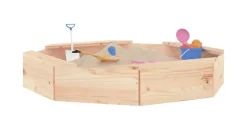 vidaXL Holzsandkasten mit Sitzen Achteck braun