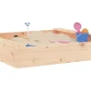vidaXL Holzsandkasten mit Sitzen Quadratisch braun
