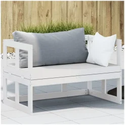 vidaXL 2-in-1 Gartensofa Verlängerbar Loungesofa weiß