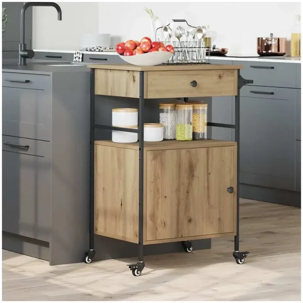 vidaXL Küchenwagen Artisan-Eiche 56 x 43 x 89,5 cm Holzwerkstoff