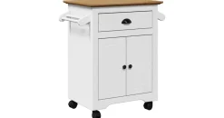 vidaXL Küchenwagen BODO Weiß und Braun 72x45x80 cm