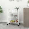 vidaXL Küchenwagen 3 Etagen Weiß 46x26x64 cm Eisen