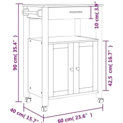 vidaXL Küchenwagen MONZA 60x40x90 cm Massivholz Kiefer