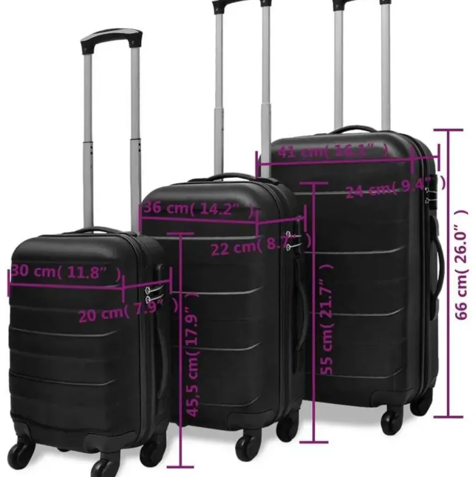 vidaXL Koffer-Set 3-tlg. schwarz