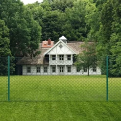 vidaXL Maschendrahtzaun mit Pfosten 25 x 0,75 m Grün
