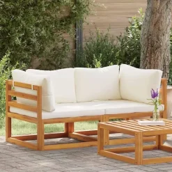 vidaXL Modulare Ecksofas 2-tlg. cremeweiß