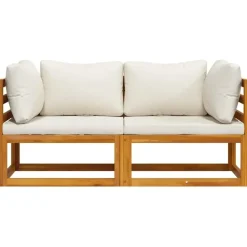 vidaXL Modulare Ecksofas 2-tlg. cremeweiß
