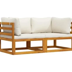 vidaXL Modulare Ecksofas 2-tlg. cremeweiß