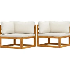 vidaXL Modulare Ecksofas 2-tlg. cremeweiß