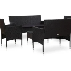 vidaXL Polyrattan Gartenset 5-tlg. schwarz 43972
