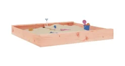 vidaXL Sandkasten mit Sitzen Quadratisch Holz braun