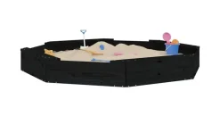 vidaXL Sandkasten mit Sitzen Schwarz Achteck Massivholz Kiefer