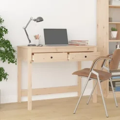 vidaXL Schreibtisch Kiefer massiv / Braun