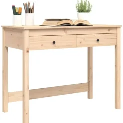 vidaXL Schreibtisch Kiefer massiv / Braun