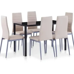 vidaXL 7-tlg. Essgruppe Cappuccino-Braun