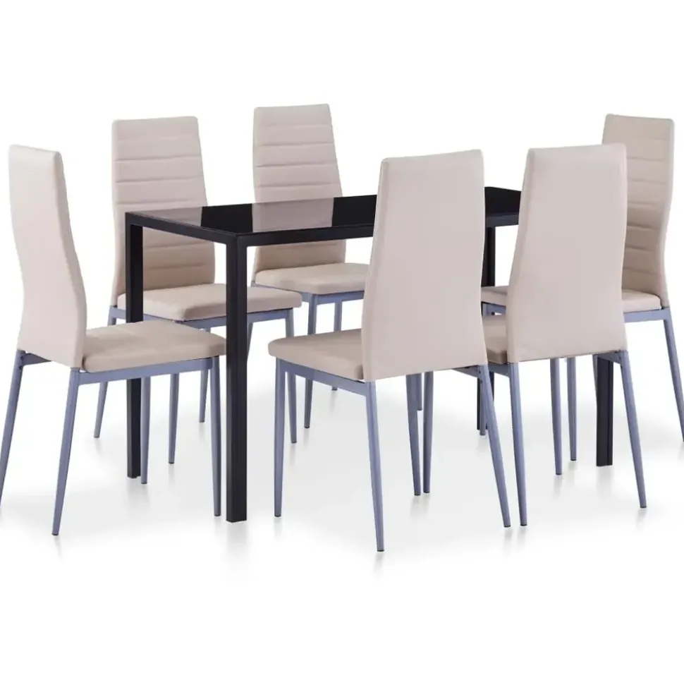 vidaXL 7-tlg. Essgruppe Cappuccino-Braun