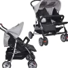 vidaXL Zwillingsbuggy grau und schwarz