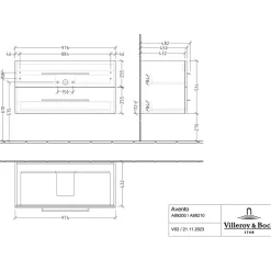 Villeroy & Boch Waschtischunterschrank 2 Auszüge 98 x 51,4 x 48 cm Weiß