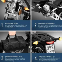Viron VR-1500-EEC 1000 W 35 km/h Schwarz mit Korbset
