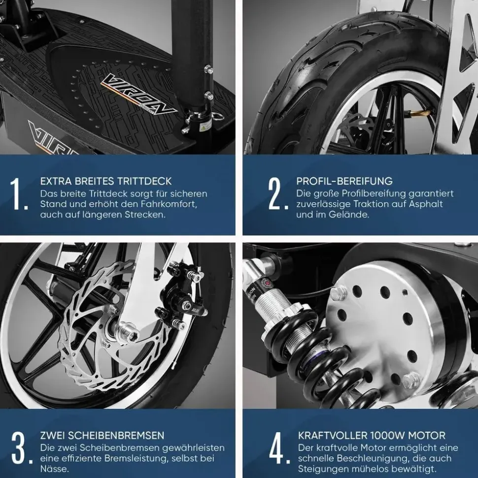 Viron VR-1500-EEC 1000 W 35 km/h Schwarz mit Korbset
