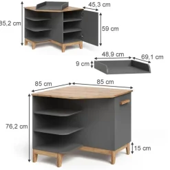 VitaliSpa Wickelkommode Malia, Grau/artisan, 85 x 85.2 cm mit Tür,