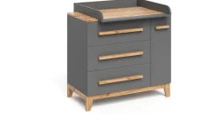 VitaliSpa Wickelkommode Malia, Grau/Artisan, 98 x 98 cm mit Schubladen,
