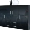 Vladon Highboard 166,5 x 106,5 x 35 cm Anthrazit matt / Schwarz Hochglanz