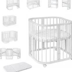 Waldin Babybett 7in1 Weiß 77 x 0 cm