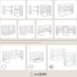 Waldin Babybett 7in1 Weiß 77 x 0 cm
