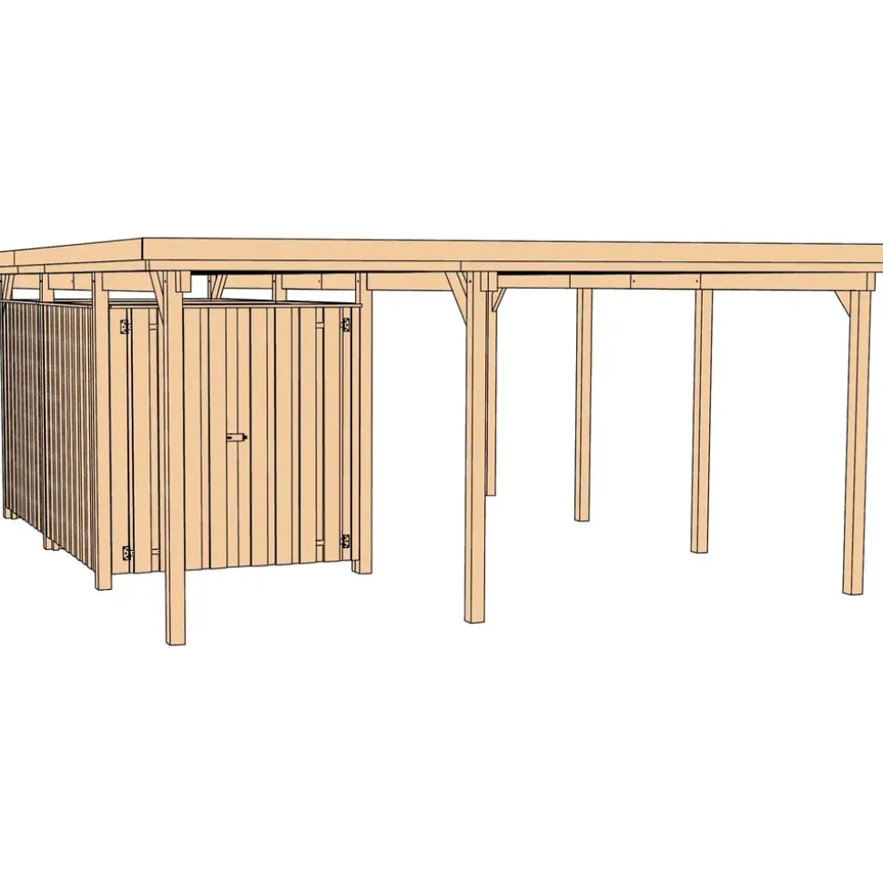 Weka Carport 607 Gr. 2 inkl. XL Geräteraum 4,78 x 5,79 m kdi