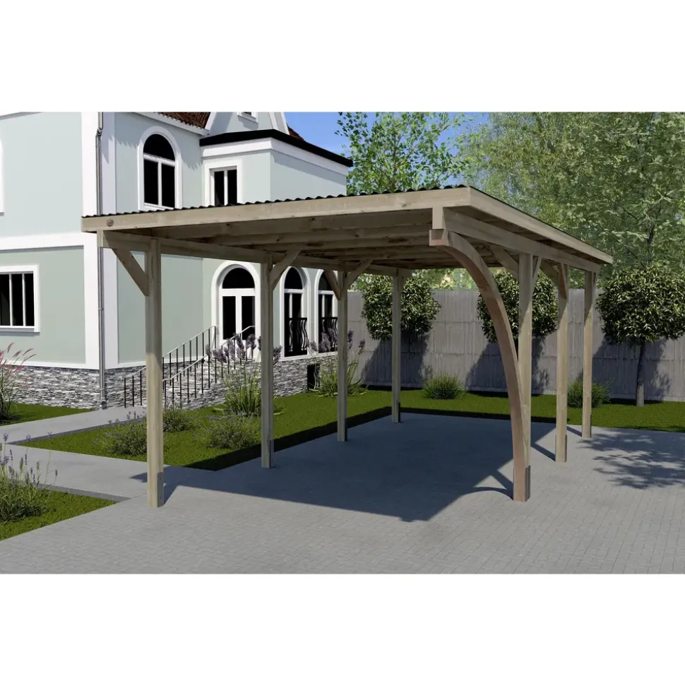 Weka Einzelcarport 606 A 3,00 x 6,00 m kdi mit Rundbogen