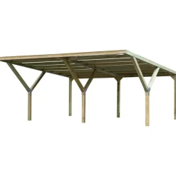 Weka Y-Doppelcarport 5,88 x 6,06 m braun ohne Dacheindeckung