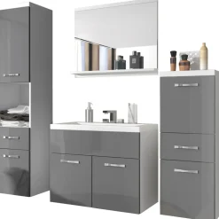 WELLTIME Badmöbel-Set ELDA 5-tlg. Grau