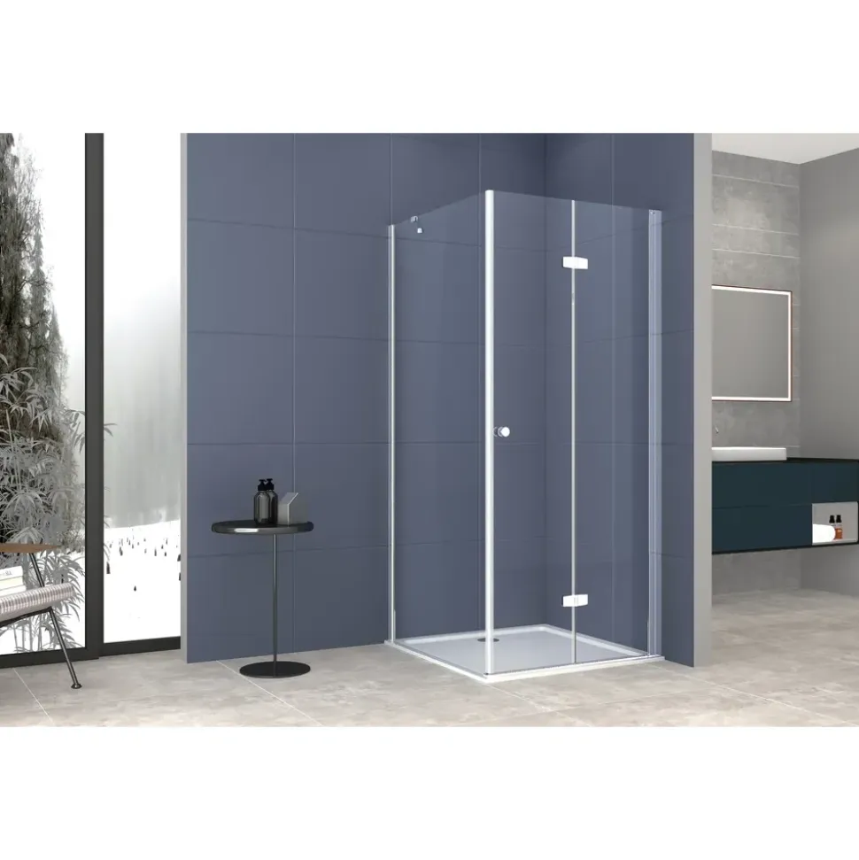 WELLTIME Mixwell Duschwand 80 x 195 cm 1 von 2 Teilen silber transparent