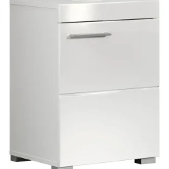 WELLTIME Waschbeckenunterschrank 1 Tür 40 x 56 x 34 cm Weiß/Weiß Hochglanz