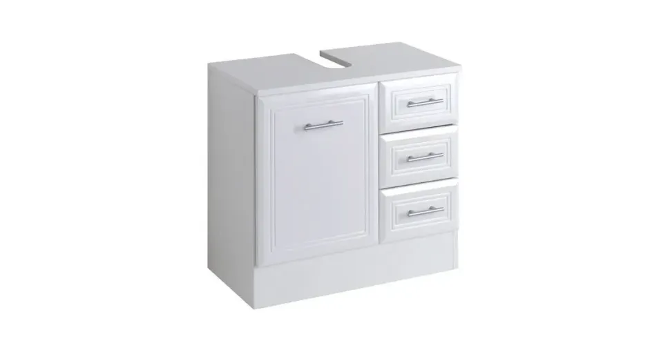 WELLTIME Waschbeckenunterschrank Neapel 3 Schubladen 60 x 56 x 35 cm Weiß