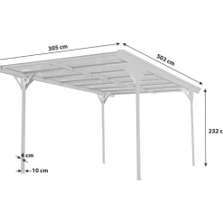 Westmann Carport Helsinki 3,05 x 5,03 m weiß inkl. Regenrinne