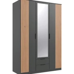 WIMEX Drehtürenschrank Lübeck 135 x 199 x 58 cm Schwarz/Grau