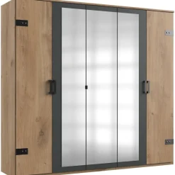 WIMEX Kleiderschrank Stockholm 225 x 210 x 58 cm Beige/Grau